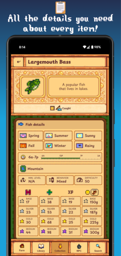 Détails de l'article dans l'application Gunther's Library (Source de l'image : Google Play Store)