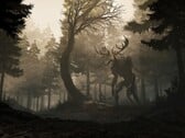 Image du jeu GreedFall montrant une forêt et une créature. (Source de l'image : Steam)