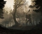 Image du jeu GreedFall montrant une forêt et une créature. (Source de l'image : Steam)