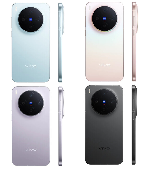 Le Vivo X300 dans les quatre couleurs annoncées pour le lancement mondial. (Source de l'image : Vivo)