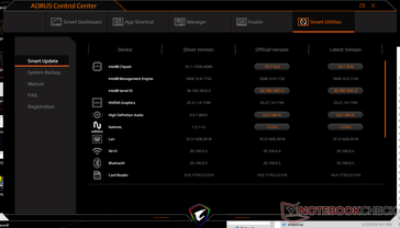 Outil de mise à jour pratique pour tous les logiciels et fonctionnalités matérielles de l'Aorus 15.