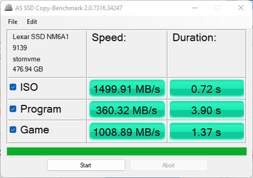 Benchmark de copie ASD SSD