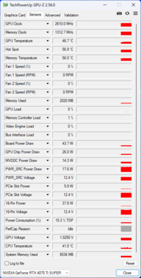 GPU-Z : Asus TUF Gaming GeForce RTX 4070 Ti Super