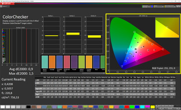 Précision des couleurs (True Tone désactivé, espace couleur cible sRGB)