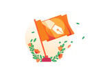 Image promotionnelle de l'initiative Content Independence Day de Cloudflare montrant un drapeau orange avec le symbole d'un stylo. (Source de l'image : Cloudflare)