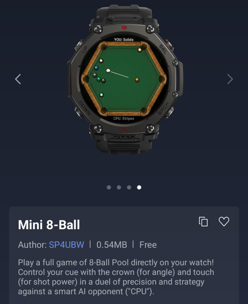 L'application Mini 8-Ball pour les smartwatches Amazfit