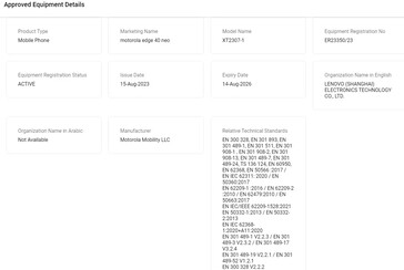 ...et rejoint le Edge 40 Neo dans la base de données TDRA. (Source : FCC, TDRA via MySmartPrice)