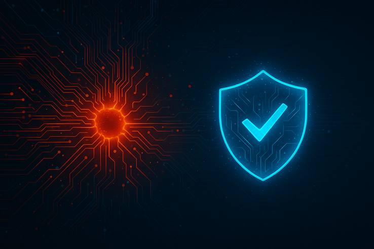 Bouclier de cybersécurité contre les menaces numériques (Source de l'image : concept art généré par l'IA)