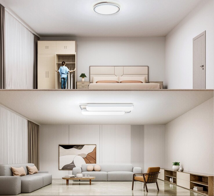 Le plafonnier intelligent Xiaomi Mijia Pro pour la chambre à coucher (en haut) et le salon (en bas). (Image source : Xiaomi)