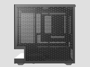 Vue latérale du boîtier Floatron F1 mATX. (Source de l'image : darkFlash)