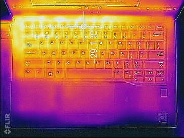 Dell Latitude 7390 2-en-1 - Relevé thermique, au-dessus (au repos).