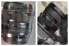Les images divulguées de l'objectif Fujinon XF8mm f/3.5 R WR révèlent une taille compacte et une bague d'ouverture manuelle. (Source de l'image : Fuji Rumors)
