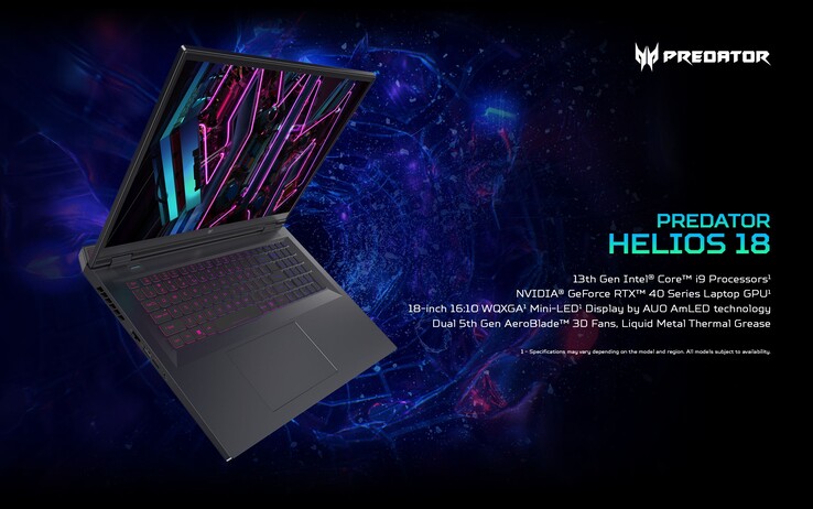 Caractéristiques principales de l'Acer Predator Helios 18 (image via Acer)