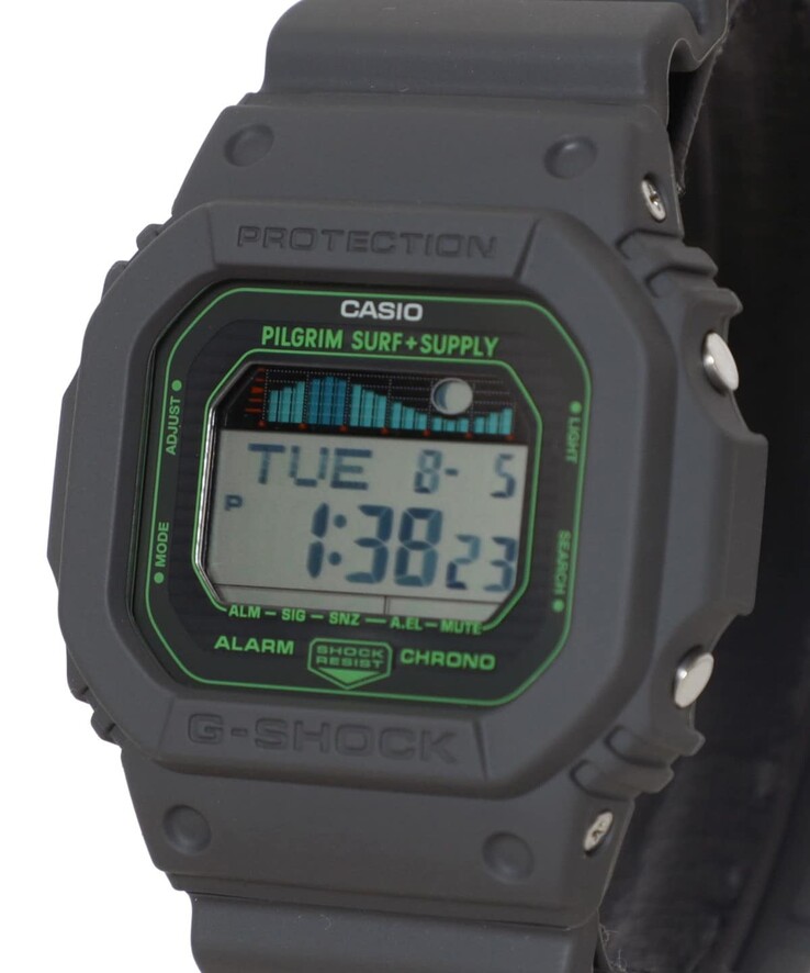 La montre Casio G-Shock x Pilgrim Surf+Supply GLX-5600. (Source de l'image : Beams)