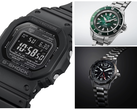 Sur la photo : la Casio GW-5000HS-1 (à gauche), la Seiko Prospex SRPL53K1 (en haut à droite) et la Citizen Promaster Mechanical GMT (en bas à droite). (Source des images : Casio, Seiko, Citizen)