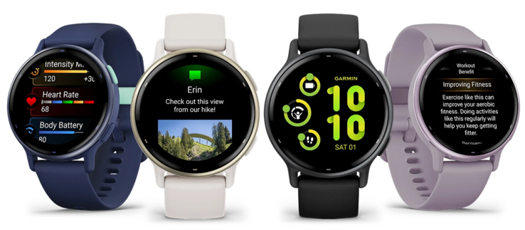 La smartwatch Garmin Vivoactive 5 GPS est disponible en quatre coloris. (Source de l'image : Garmin)