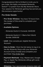 Courriel de précommande de la Nintendo Switch 2 (Source de l'image : compte Wario64 X)