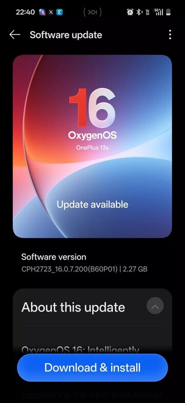 OxygenOS 16.0.7.200 OTA sur le OnePlus 13S