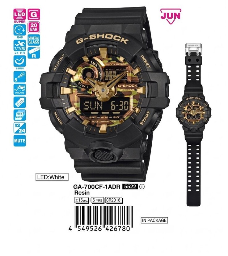 La montre Casio G-Shock GA-700CF-1A