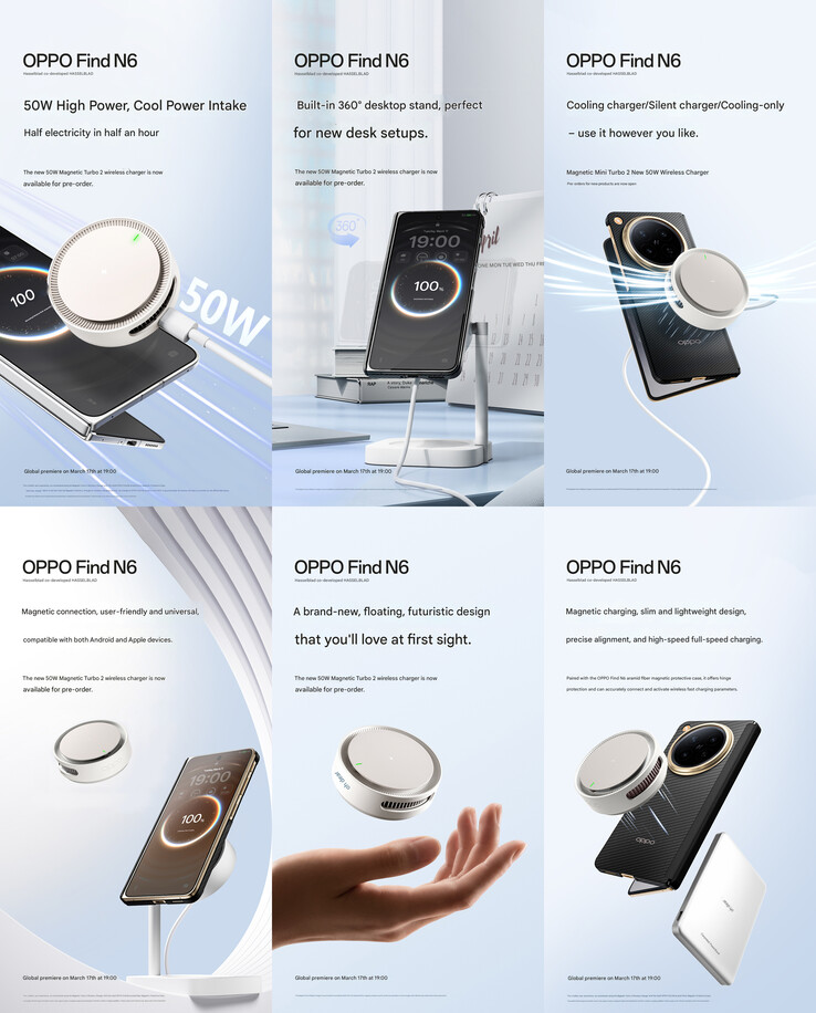 Principales caractéristiques du chargeur sans fil magnétique Oppo 50W de deuxième génération et du refroidisseur (traduit de l'anglais)