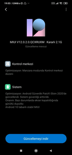 V12.0.2.0.QCXRUXM pour le Redmi Note 8T. (Source de l'image : Adimorah Blog)