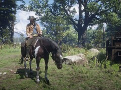 Image montrant Arthur Morgan sur son cheval dans Red Dead Redemption 2 (Source : Rockstar Games) 