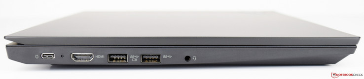 Côté gauche : USB C 3.1 Gen 2, HDMI, 2 USB A 3.0, combo audio jack.