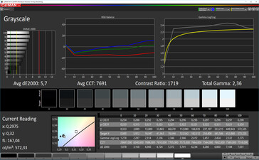 Asus ZenFone 6 - Échelle de gris (Mode : Spectre large, espace colorimétrique cible : DCI-P3).