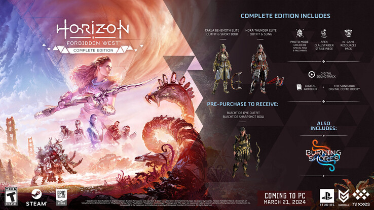 Avantages de la précommande d'Horizon Forbidden West (image via Sony)