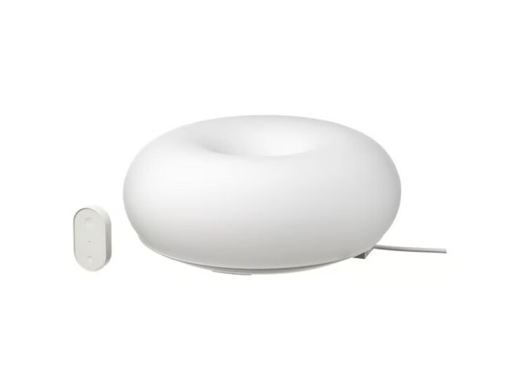 La lampe de table/murale Varmblixt LED, dimmable smart/white glass colour and white spectrum, 30 cm. (Source : IKEA)