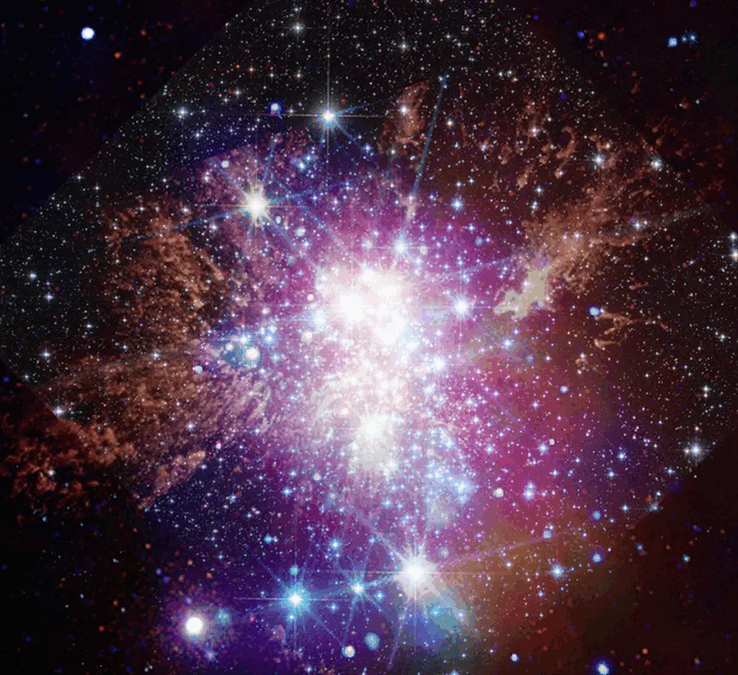 L'image de Westerlund 1 capturée par JWST, Hubble et Chandra (Source de l'image : plusieurs - voir les sources)