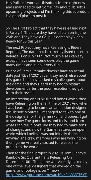 Claim 1 de la feuille de route d'Ubisoft. (Image source : Reddit via @IdleSloth84)