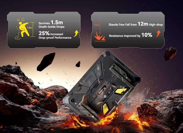 La tablette est censée résister aux chutes de grande hauteur. (Source de l'image : Blackview)