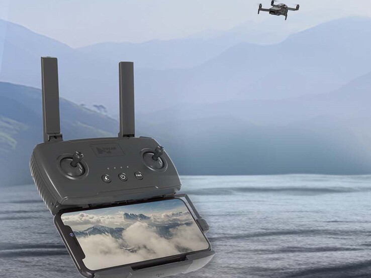 Un smartphone peut être fixé à la télécommande. (Source de l'image : Hubsan)