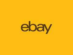 Le logo eBay sur fond jaune