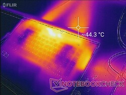 Trois blocs d’évacuation de la chaleur pour le Zephyrus G GA502DU. Il n’y a pas d’évacuation à gauche, à la différence du GX502.