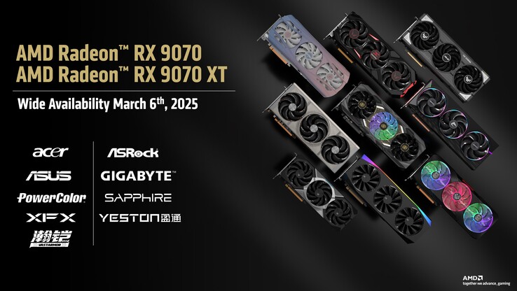 Les partenaires d'AMD proposent une série de cartes RDNA 4 pour le jour du lancement. (Source de l'image : AMD)
