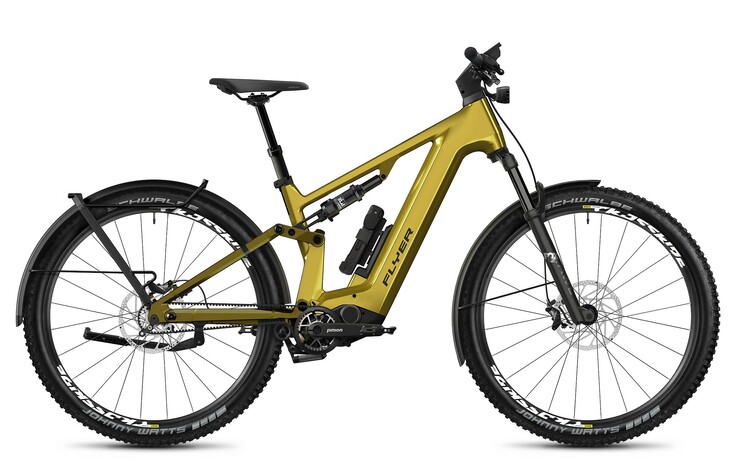 Le vélo électrique Flyer Goroc TR:X en Curcuma Gloss. (Source de l'image : Flyer Bikes)