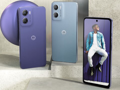 Motorola décrit les couleurs du Moto E15 comme Denim Blue, Misty Blue et Fresh Lavender. (Source de l'image : Motorola)
