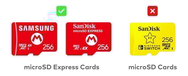La Nintendo Switch 2 ne prend en charge que les cartes microSD Express. (Source de l'image : Nintendo)