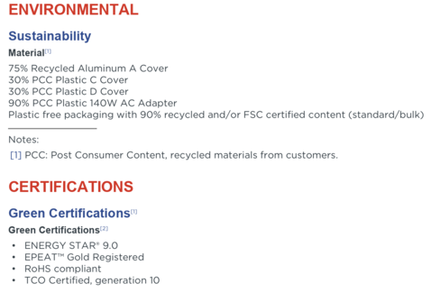 Durabilité (Source : Lenovo)