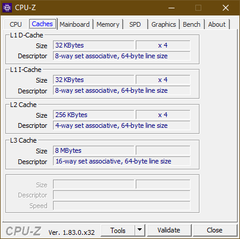 Lenovo Yoga C740 - CPU-Z : caches.