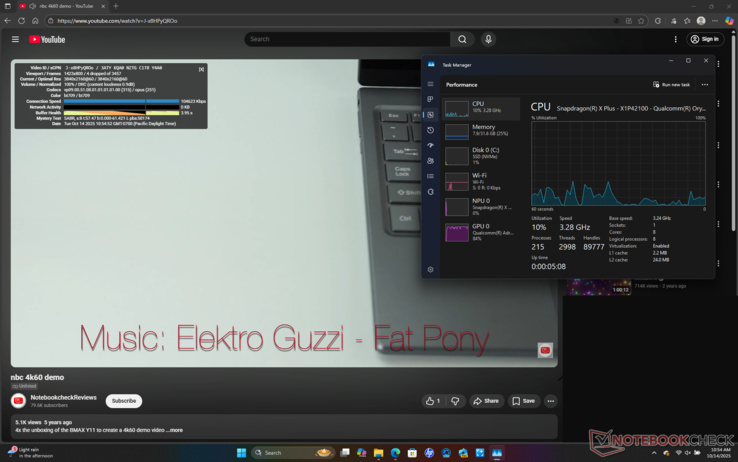 Lecture vidéo 4K60 fluide avec seulement 4 images perdues enregistrées au début du test