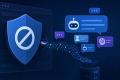 Illustration d'un bloqueur de publicités qui enregistre secrètement les messages d'un chatbot basé sur l'IA