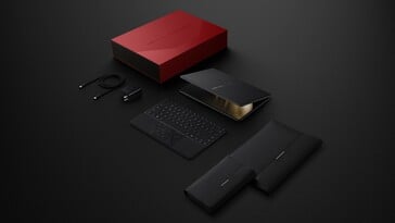 Le Huawei MateBook Fold est livré avec de nombreux accessoires, dont un clavier. (Source de l'image : Huawei)