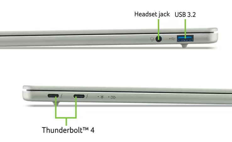 L'Acer Swift Air 14 dispose d'un nombre minimal de ports compte tenu de son format de 14 pouces.