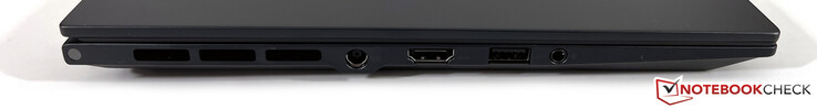Gauche : Alimentation, HDMI 2.1, USB-A 3.2 Gen.2 (10Gbps), audio 3.5mm