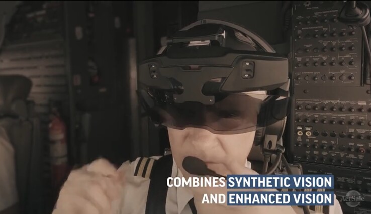Le SkyLens Head Wearable Display offre aux pilotes une vue de réalité mixte à 180 degrés. (Source : AerSale)