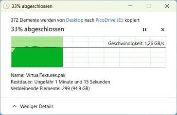 Démarrage de la copie jusqu'à environ 40 s : 1.3 GB/s