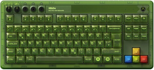 8BitDo Retro 87 Mechanical Keyboard Xbox Edition DE layout. (Source de l'image : 8BitDo)